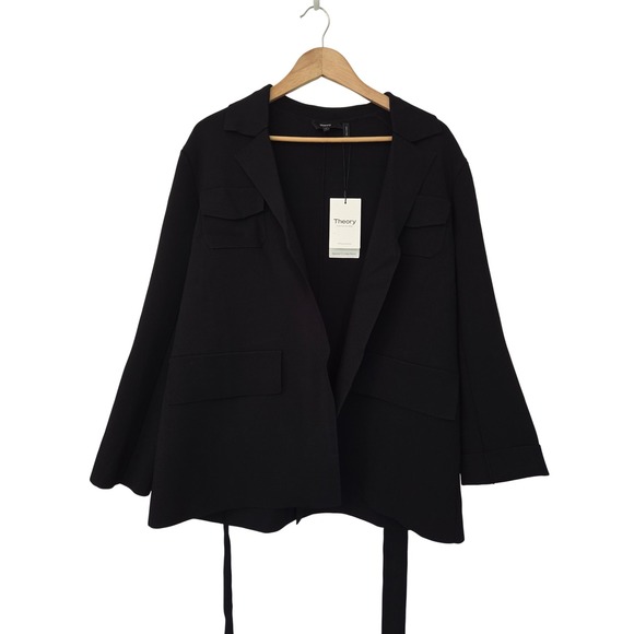 Theory Jackets & Blazers - Theory Relaxed Blazer Compact Crepe Womens L Black‎ NWT $695 P1116702